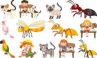 Set of various wild animals in cartoon style vector