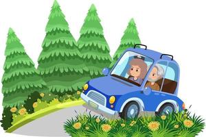 Senior couple on road trip cartoon vector