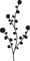 handgezeichnete florale Lineart, Blattelementillustration für Design png