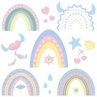 Collection of rainbows in boho style vector