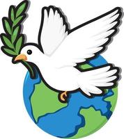 Dove bird on the earth in cartoon style vector