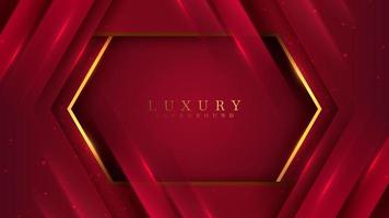 Red abstract luxury background with gold line element and glitter light effect decoration. vector