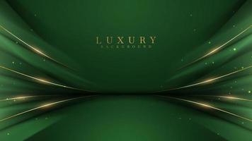 Luxury background with golden line decoration and curve light effect with bokeh elements. vector