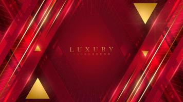 Red luxury background with glitter light effect and bokeh decoration and gold line elements. vector