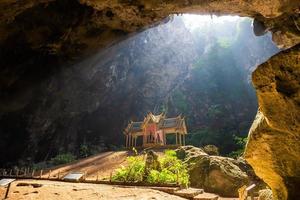 Amazing Phraya Nakhon cave in Khao Sam Roi Yot national park at Prachuap Khiri Khan Thailand is small temple in the sun rays in cave. photo