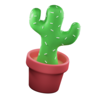 3D Potted Cactus PNG Illustration