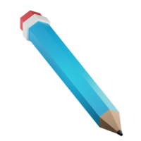 3D Blue Pencil PNG Illustration
