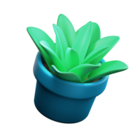 3D Potted Plant PNG Illustration