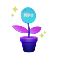 3D NFT Growth Plant PNG Illustration