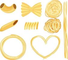 Set of different pastas isolated vector