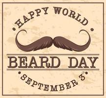 plantilla de póster del 3 de septiembre del día mundial de la barba vector
