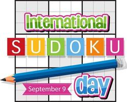 día internacional del sudoku 9 de septiembre vector