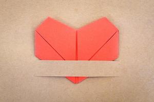 Valentines day postcard, paper red heart, Love card photo