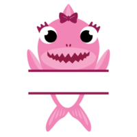 requin rose avec motif monogramme divisé png