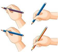 Set of human hands using pencil vector