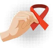 Red ribbon AIDS HIV symbol vector