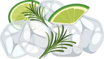 Ice with lime sliced and rosemary vector