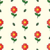 cute seamless pattern red flower vector