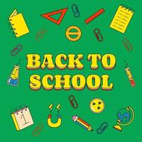 Green Back to School Banner in Retro Groove Style vector