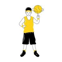 Ilustración de vector de estilo de diseño plano de deportes de baloncesto
