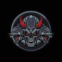 Wolf devil vector character logo.