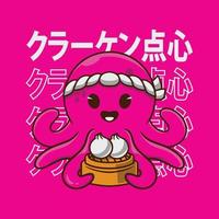 ilustración vectorial carácter kraken con dimsum. vector