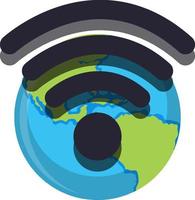 Wifi symbol on earth planet vector