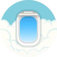 Circle symbol with airplane window on white background vector