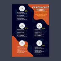 folleto de diseño de tarjeta de menú de restaurante vector