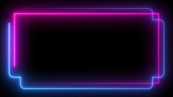 Square rectangle picture border with neon line. footage video effect seamless loop. 4K