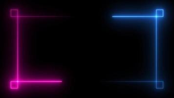 Square rectangle picture border with neon line. footage video effect seamless loop. 4K