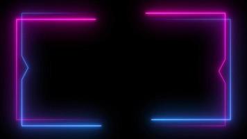 Square rectangle picture border with neon line. footage video effect seamless loop. 4K