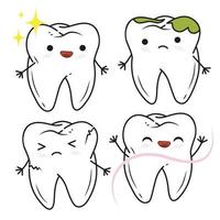 set cartoon style character tooth vector