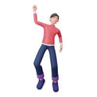 3D character illustration jump for success business with transparent background png
