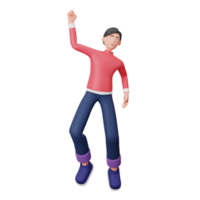 Saut d'illustration de personnage 3d pour une entreprise réussie avec un fond transparent png