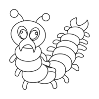 Wurm-Umrissvektor-Cartoon-Design auf transparentem Hintergrund png