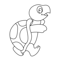 conception de dessin animé de vecteur de contour de tortue sur fond transparent png