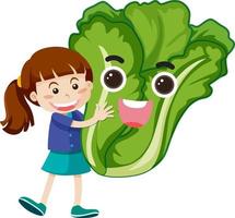 A lettuce cartoon character vector