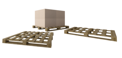 Imagen de renderizado 3d de cajas en palet de madera png