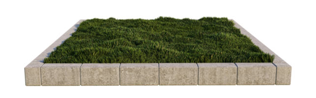 uma imagem de renderização 3d de tijolos ao redor do campo de gramíneas png