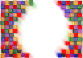 Imagem de renderização 3D de vidro cúbico colorido png
