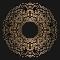 diseño de mandala ornamental de lujo en fondo de patrón arabesco de color dorado vector