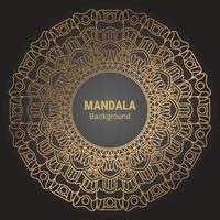 diseño de mandala ornamental de lujo en fondo de patrón arabesco de color dorado vector