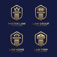bufete de abogados, hogar de abogados, derecho maestro, con inspiración en el diseño del logotipo del escudo. vector