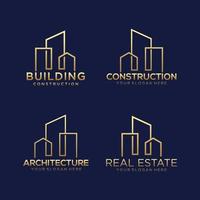 building logo design. construction logo design with line art style. vector