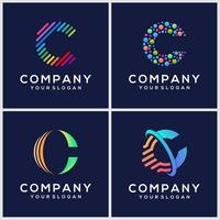 Set of creative letter C logo design template. icons for business of technology, digital, simple. vector