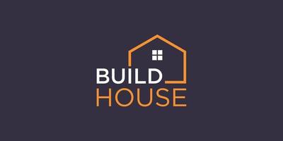 simple word mark build house logo design with line art style. home build abstract For Logo Design Inspiration. vector