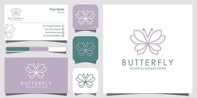 minimalist butterfly line art monogram shape logo. Beauty, luxury spa style. logo design, icon and business card. vector