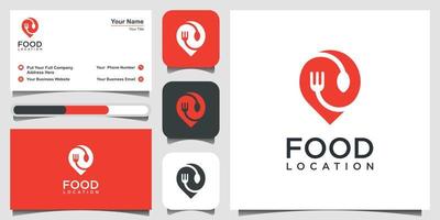 inspiración para el diseño del logotipo de la ubicación de los alimentos con el concepto de espacio negativo vector