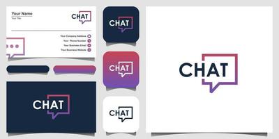 chat lettering with bubble line art logo design inspiration. talk, speak, logo template. and business card vector